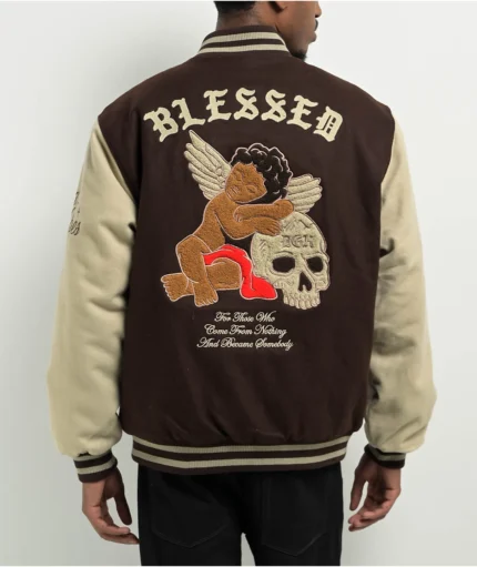 Empyre DGK Represent Letterman Brown & Tan Varsity Jacket