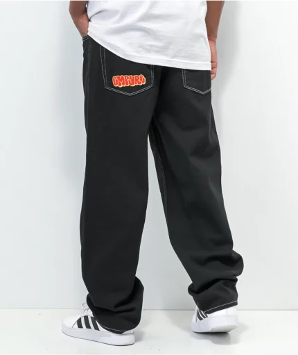 Empyre Loose Fit Embroidered Black Denim Skate Pants