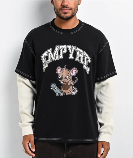 Empyre Rat Loose Screw Black & Cream 2fer Long Sleeve T-Shirt